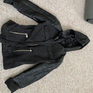 Black leather/jean jacket